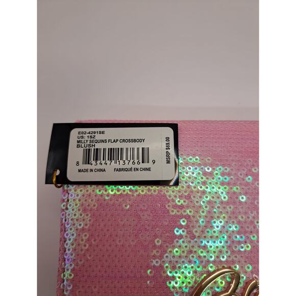 Bebe Milly Sequins Flap‎ Crossbody Blush - Picture 2 of 9